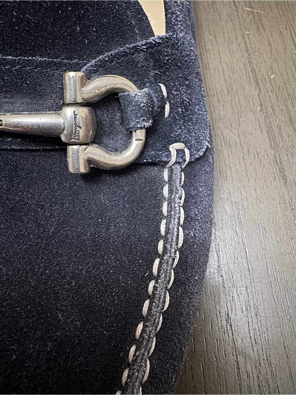 Salvatore Ferragamo Navy Suede Bit Loafers View 6